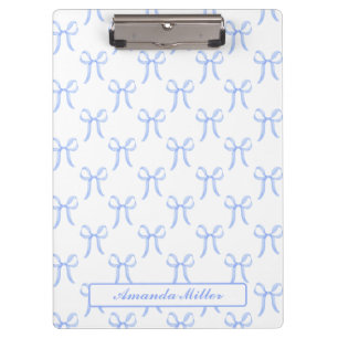 Carpeta De Pinza Lindo Monograma de Lazos Coquette Azul Bonito Feme
