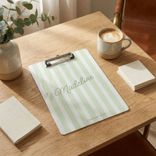 Carpeta De Pinza Lindo personalizado moderno costero rayado Sage