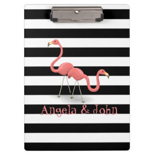 Carpeta De Pinza Lindos flamencos, rayas negras y blancas personali
