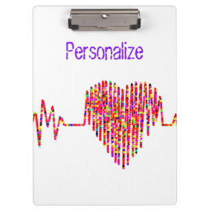 Carpeta De Pinza Línea de corazón de EKG médica rojo blanco