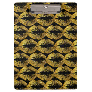 Carpeta De Pinza Lips de Purpurina de oro