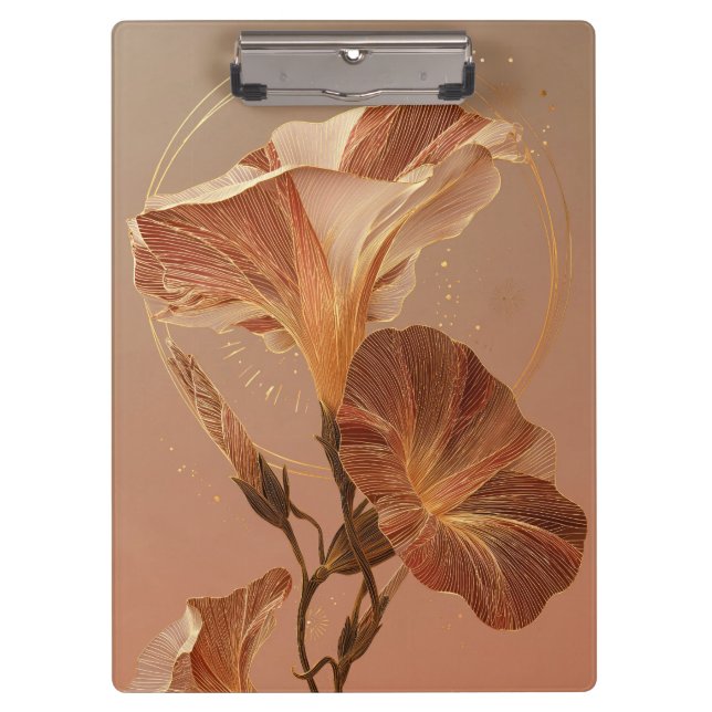 Carpeta De Pinza Lirio de Calla Naranja Quemada Botánico (Anverso)