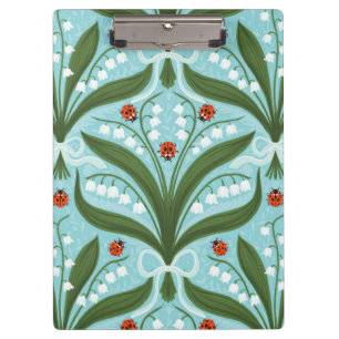 Carpeta De Pinza Lirio de los valles y mariquitas simetría en verde