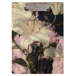 Carpeta De Pinza Lirios blancos sobre arte floral de fondo oscuro