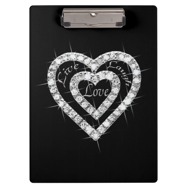 Carpeta De Pinza Live Laugh Love Diamond Hearts Clipboard (Anverso)