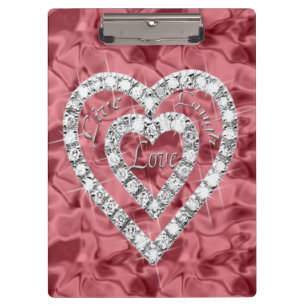 Carpeta De Pinza Live Laugh Love Red Diamond Hearts Clipboard
