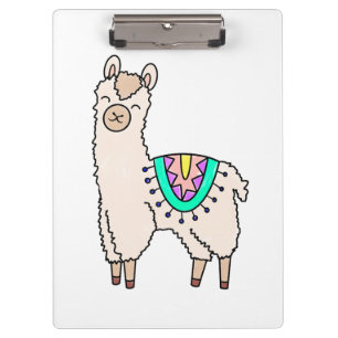 Carpeta De Pinza llama alpaca de dibujos animados sonriendo feliz d