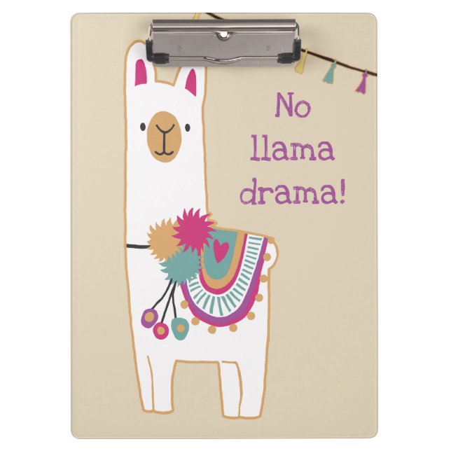 Carpeta De Pinza Llama y borlos de fondo personalizado (Anverso)