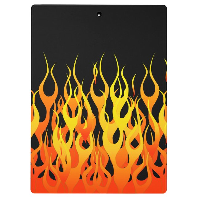 Carpeta De Pinza Llamas clásicas de las Carreras en negro sólido (Reverso)