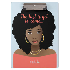 Carpeta De Pinza Lo mejor está por venir, mujer negra, azul