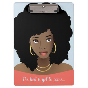 Carpeta De Pinza ¡Lo mejor está por venir! Mujer negra, azul claro