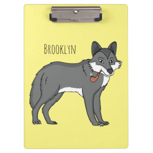 Carpeta De Pinza Lobo gris con ilustracion de personalizado de tube