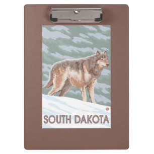 Carpeta De Pinza Lobo gris StandingSouth Dakota