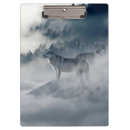Carpeta De Pinza Lobos en un paisaje invernal