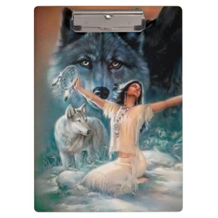 Carpeta De Pinza Lobos y atrapasueños nativos americanos