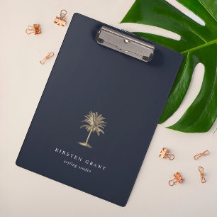 Carpeta De Pinza Logo de Faux Gold Palm Tree