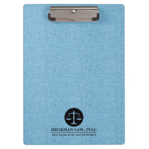 Carpeta De Pinza Logo de Justicia de Lino Azul Negro