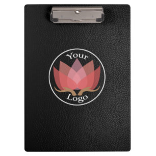 Carpeta De Pinza LOGO Personalizado de cuero negro