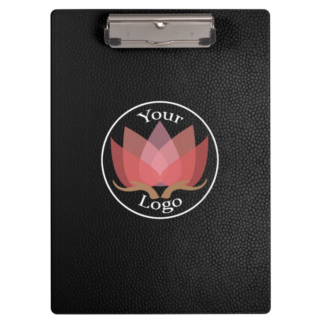 Carpeta De Pinza LOGO Personalizado de cuero negro (Anverso)