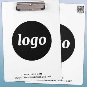 Carpeta De Pinza Logotipo con texto y código QR de marca comercial