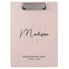 Carpeta De Pinza Logotipo de monograma moderno Rubor Consultor rosa