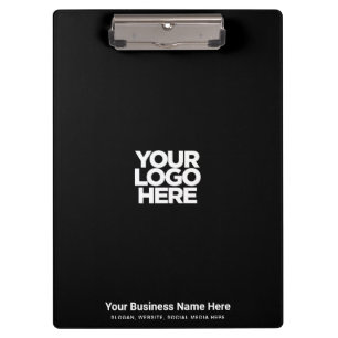Carpeta De Pinza Logotipo de su negocio negro, eslogan, sitio web