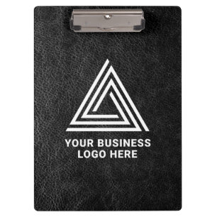 Carpeta De Pinza Logotipo empresarial moderno de cuero negro falso
