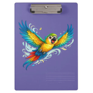 Carpeta De Pinza Loro Colorido Feliz en Vuelo Diseño de Pájaro Kawa