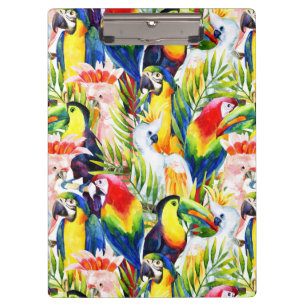 Carpeta De Pinza Loros y hojas de palma