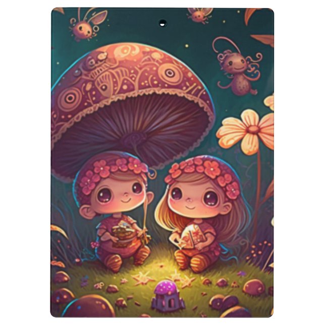 Carpeta De Pinza Los adorables elfos juegan bajo hongos (Reverso)