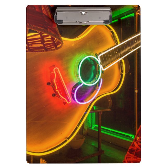 Carpeta De Pinza Los E.E.U.U., Tejas, Austin. Guitarra de neón en (Anverso)
