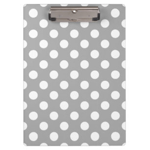 Carpeta De Pinza Los puntos de polka blanco sobre gris