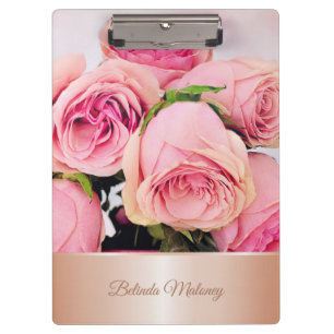Carpeta De Pinza Los rosas rosados subió el oro
