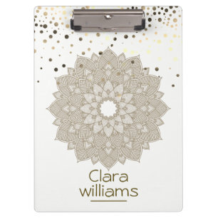 Carpeta De Pinza Lotus Flower Mandala Purpurina Faux Confetti Moder