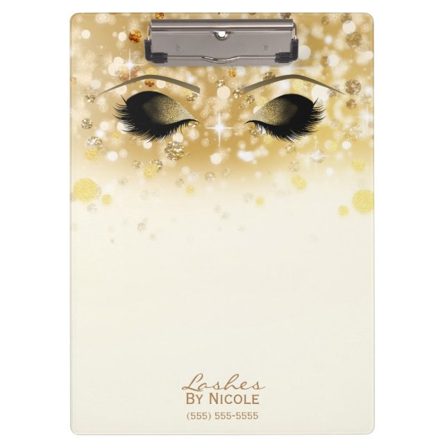 Carpeta De Pinza Luces espumosas Oro Makeup Ojos Lazas Modernas (Anverso)