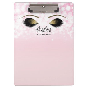Carpeta De Pinza Luces Rosadas Maquillaje Dorado Ojos Pestañas Pers