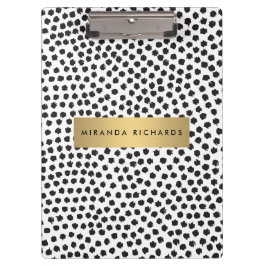 Carpeta De Pinza Lujo Black Confetti Dots II con barra de oro