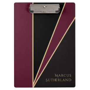 Carpeta De Pinza Lujo Burgundy Negro Oro Elegante Simple Glam