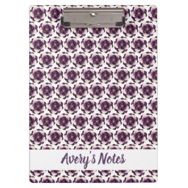 Carpeta De Pinza Lujo Violet Ivory Floral Nombre