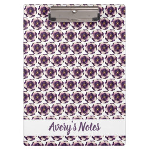 Carpeta De Pinza Lujo Violet Ivory Floral Nombre
