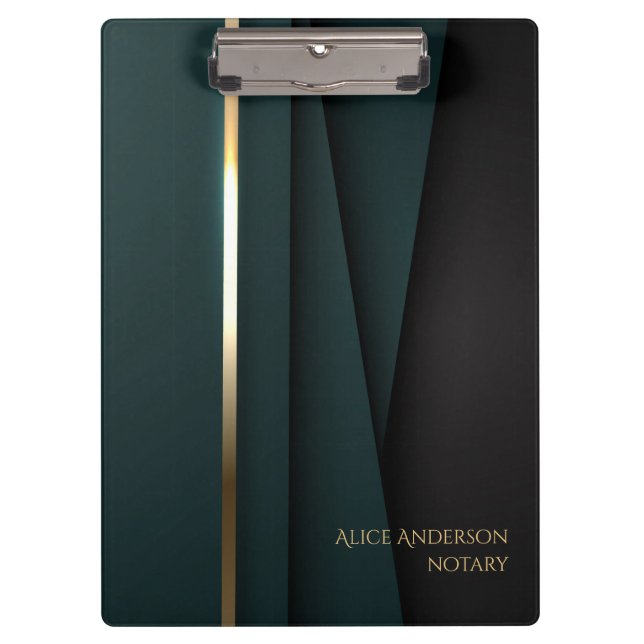 Carpeta De Pinza Lujoso oro verde elegante notario simple glamour (Anverso)