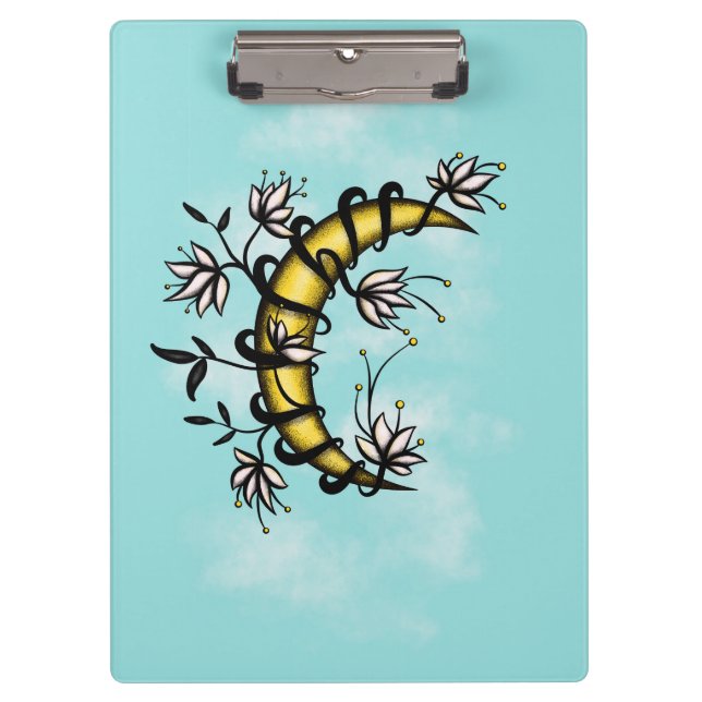 Carpeta De Pinza Luna De Brujas En Flores Caño De Wiccan (Anverso)