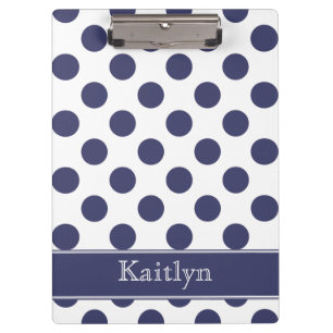 Carpeta De Pinza Lunares de los azules marinos personalizados