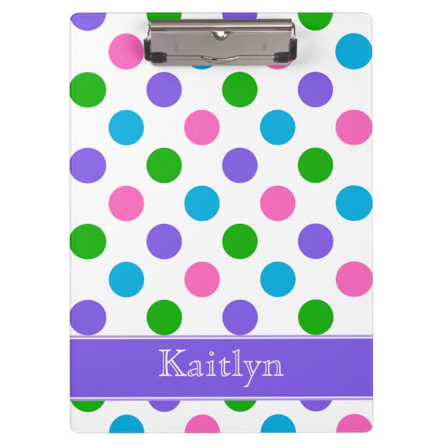 Carpeta De Pinza Lunares del multicolor personalizados (Anverso)