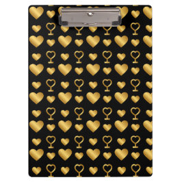 Carpeta De Pinza Luxury  Black Gold Foil Hearts 