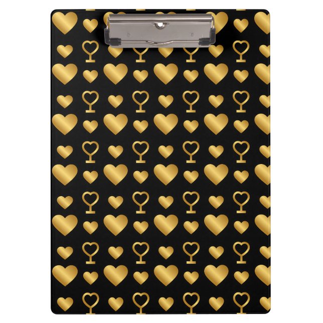 Carpeta De Pinza Luxury  Black Gold Foil Hearts  (Anverso)