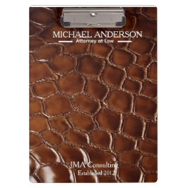 Carpeta De Pinza Luxury Brown Crocodile Leather Attorney at Law