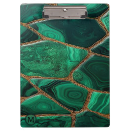 Carpeta De Pinza Luxury Emerald Malachite Green Marble Abstract