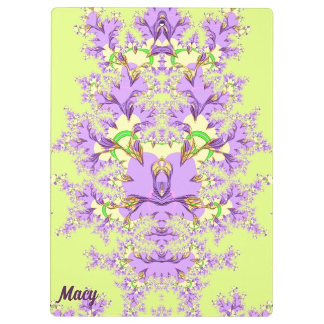 Carpeta De Pinza MACY ~ Mauve, floral verde amarilla (Reverso)