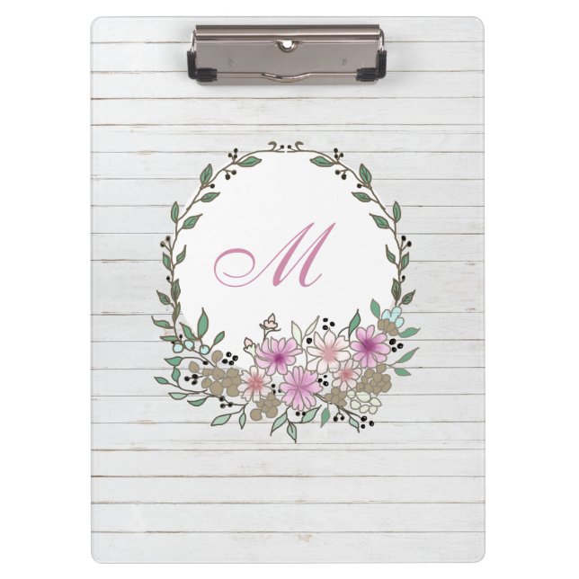 Carpeta De Pinza Madera blanca floreciente moderna con flores (Anverso)